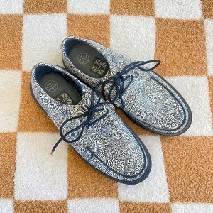 T.U.K Black and White Patterned Platform Shoes